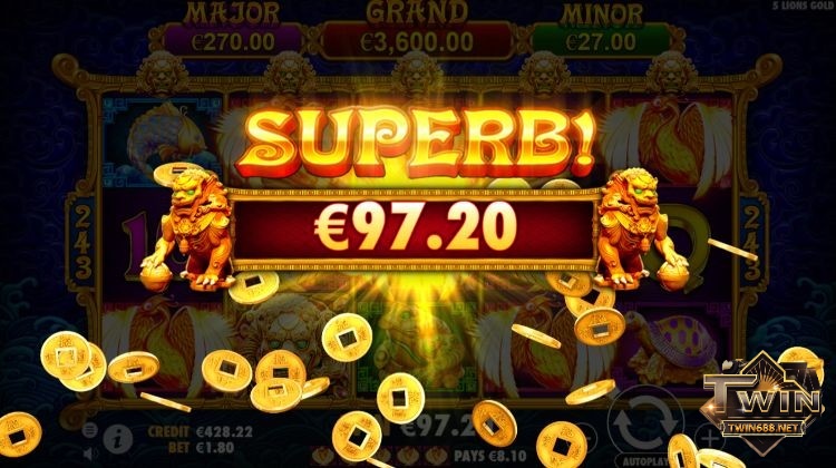 Hình ảnh người chơi đã trúng giải thưởng lớn trong slot game 5 Lions Gold