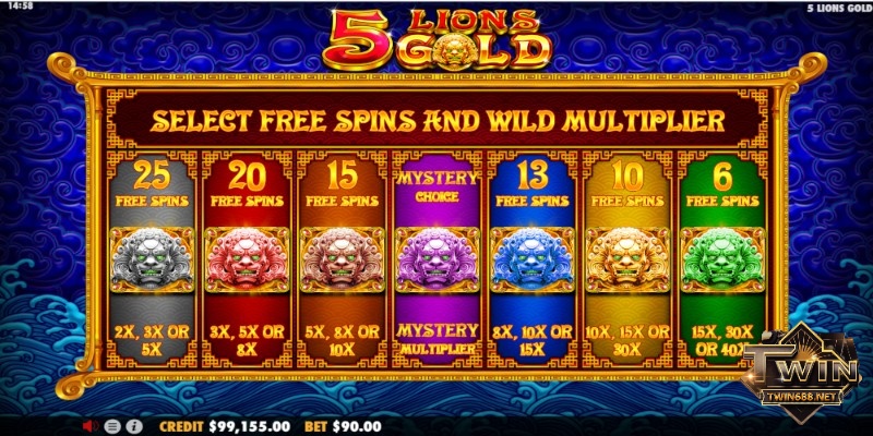 Bảng trả thưởng hấp dẫn cho người chơi trong slot game 5 Lions Gold