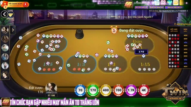 Cổng game cung cấp nhiều mức cược khác nhau