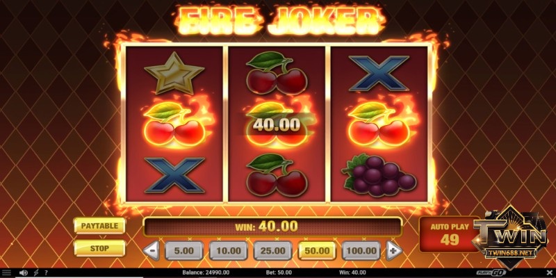 Trò chơi Fire Joker demo sử dụng bố cục 3x3 truyền thống